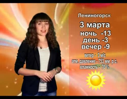 Прогноз погоды на 3 марта от телекомпании "Альметьевск ТВ"
