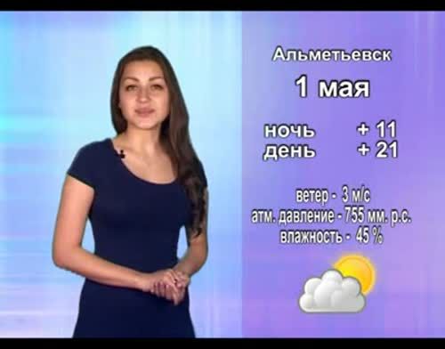 Прогноз погоды на 1 мая от телекомпании "Альметьевск ТВ"