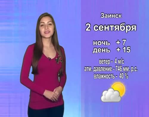 Прогноз погоды на 2 сентября от телекомпании "Альметьевск ТВ"