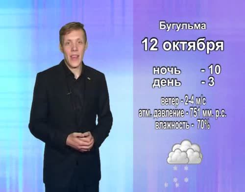 Прогноз погоды на 12 октября от телекомпании "Альметьевск ТВ"