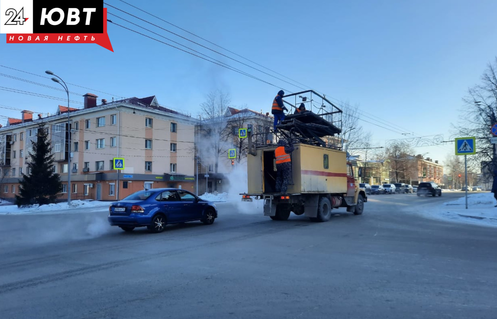 В Альметьевске из-за морозов оборвались троллейбусные провода