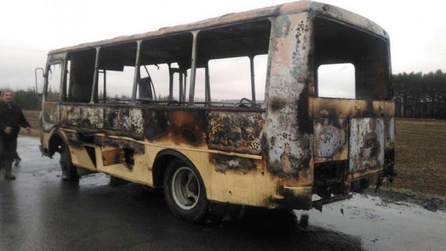 В Татарстане сгорел автобус «ПАЗ»