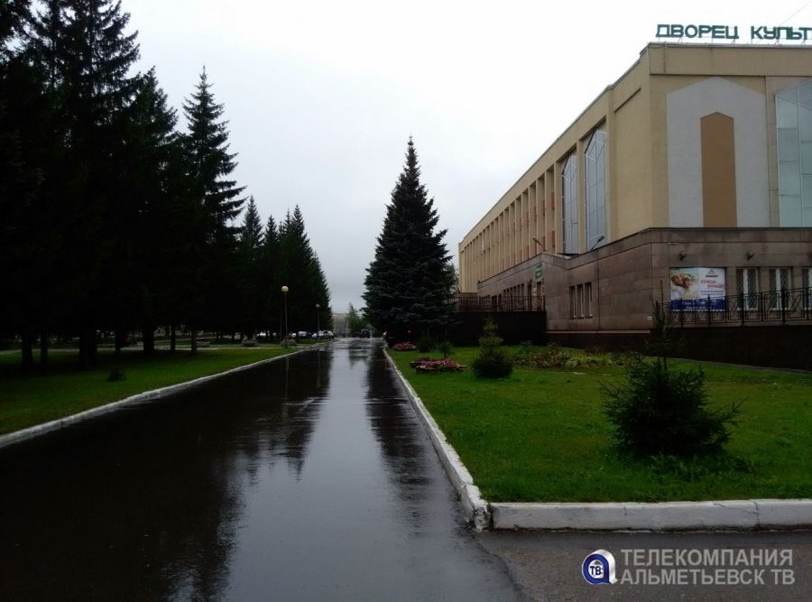 В Альметьевске держится пасмурная погода с небольшим дождем