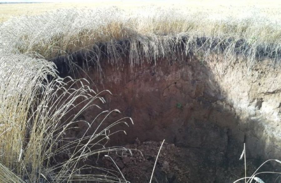 Фото: В поле в Татарстане образовался провал глубиной шесть метров
