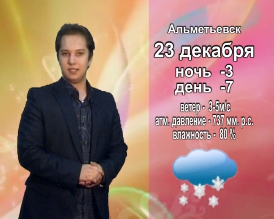 Прогноз погоды на вторник, 23 декабря от телекомпании "Альметьевск ТВ"
