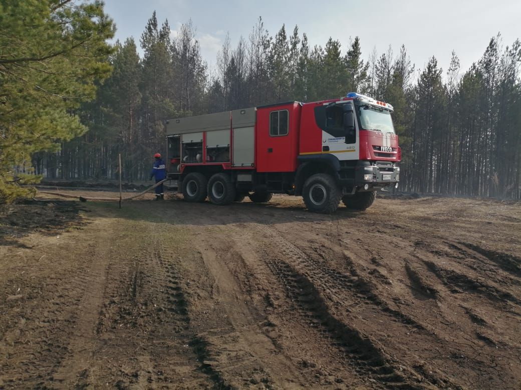 В Альметьевском районе пожарные потушили возгорание сухой травы вблизи НПС «Калейкино»