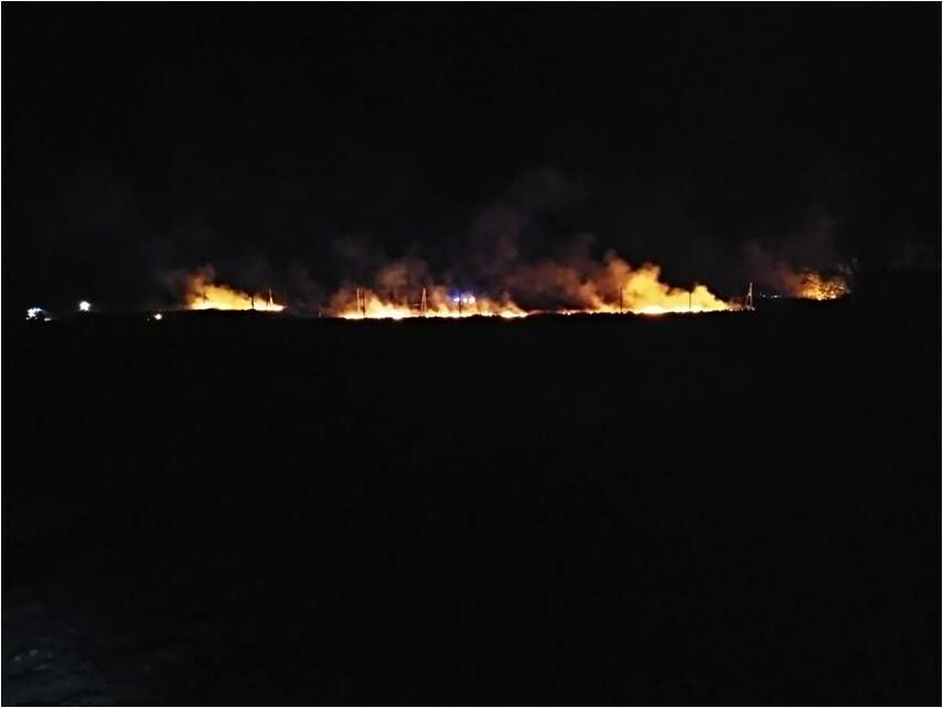 Для тушения масштабного возгорания сухой травы задействовали все пожарные машины Альметьевского района