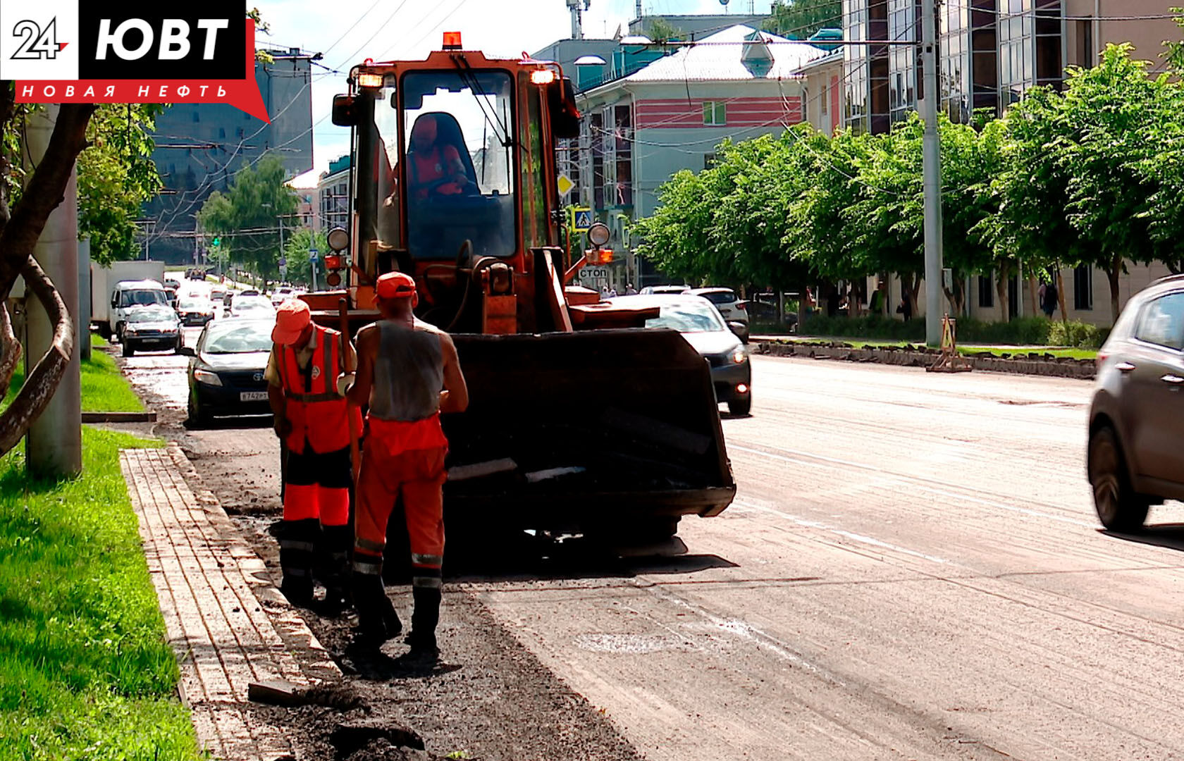 Ремонт на главной транспортной артерии Альметьевска: на улице Ленина обновляют дорожное покрытие