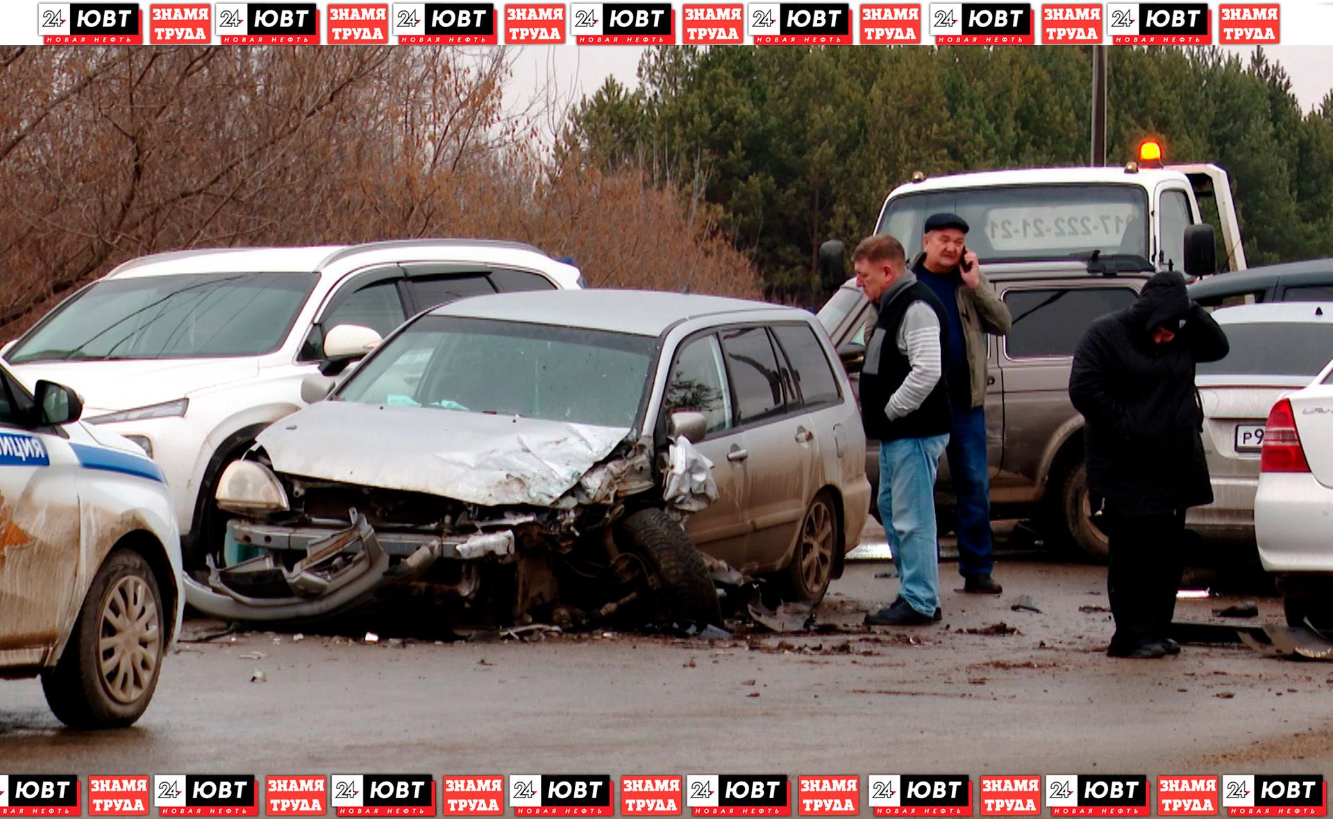 Шесть автомобилей столкнулись на выезде из Нижней Мактамы