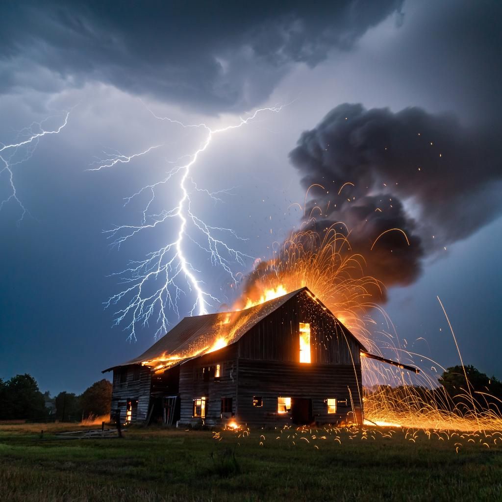 В Черемшанском районе произошел пожар из-за удара молнии