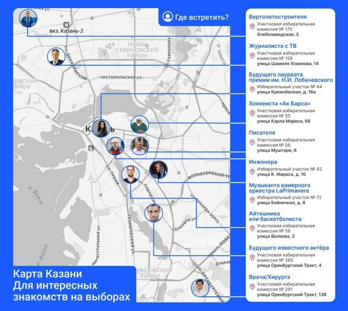 В Казани избиратели на выборах смогут встретиться с писателями, музыкантами, спортсменами и учеными
