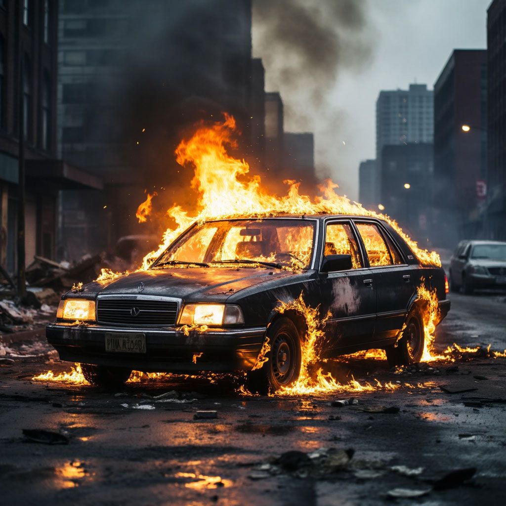 На одной из улиц Бугульмы загорелся автомобиль