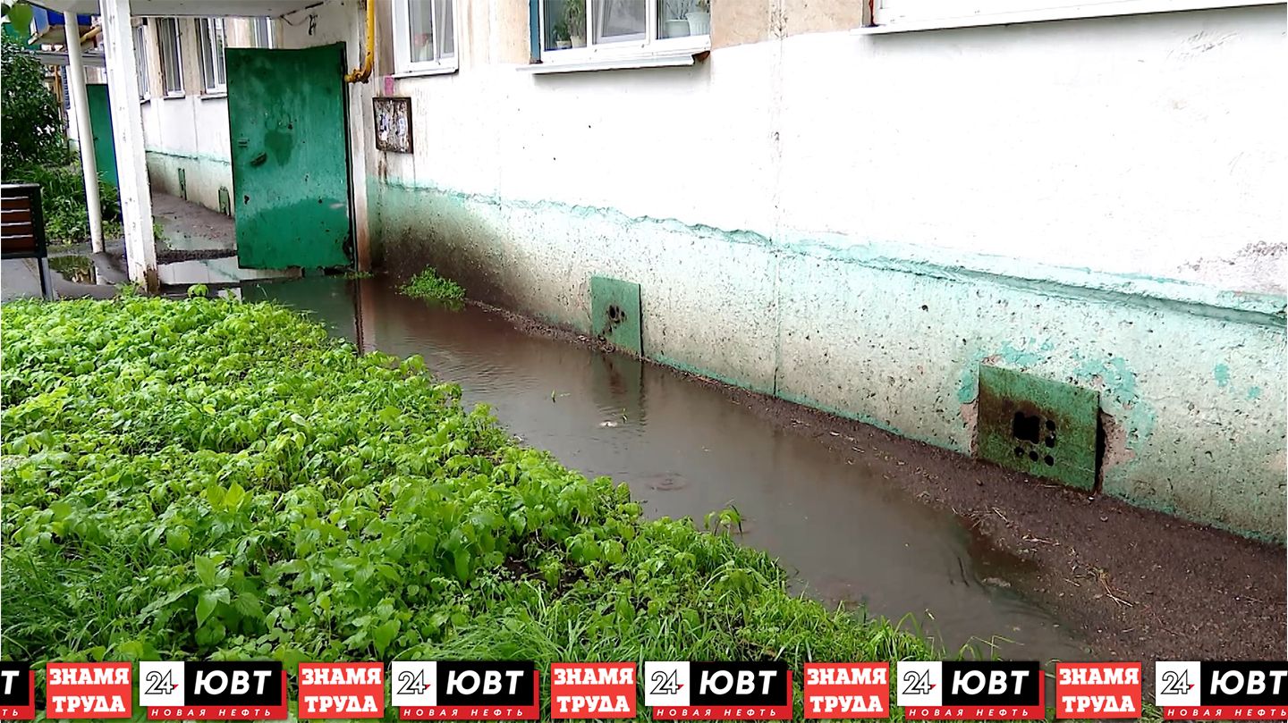Дождевая вода затопила один из подъездов на Мира, 13