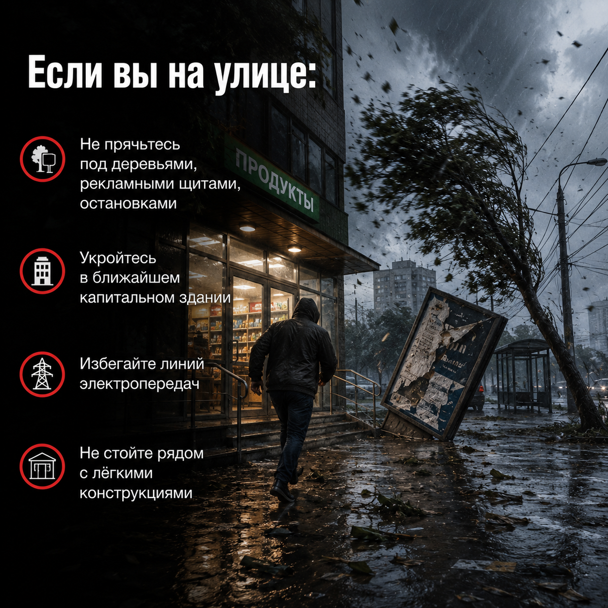 Татарстанцам посоветовали в ураган не прятаться под деревьями