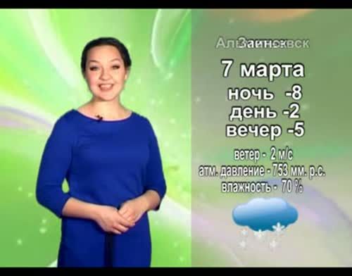 Прогноз погоды на 7 марта от телекомпании "Альметьевск ТВ"