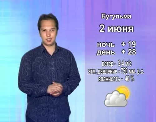 Прогноз погоды на 2 июня от телекомпании "Альметьевск ТВ"