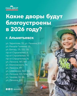 В Альметьевске благоустроят 24 двора по республиканской программе